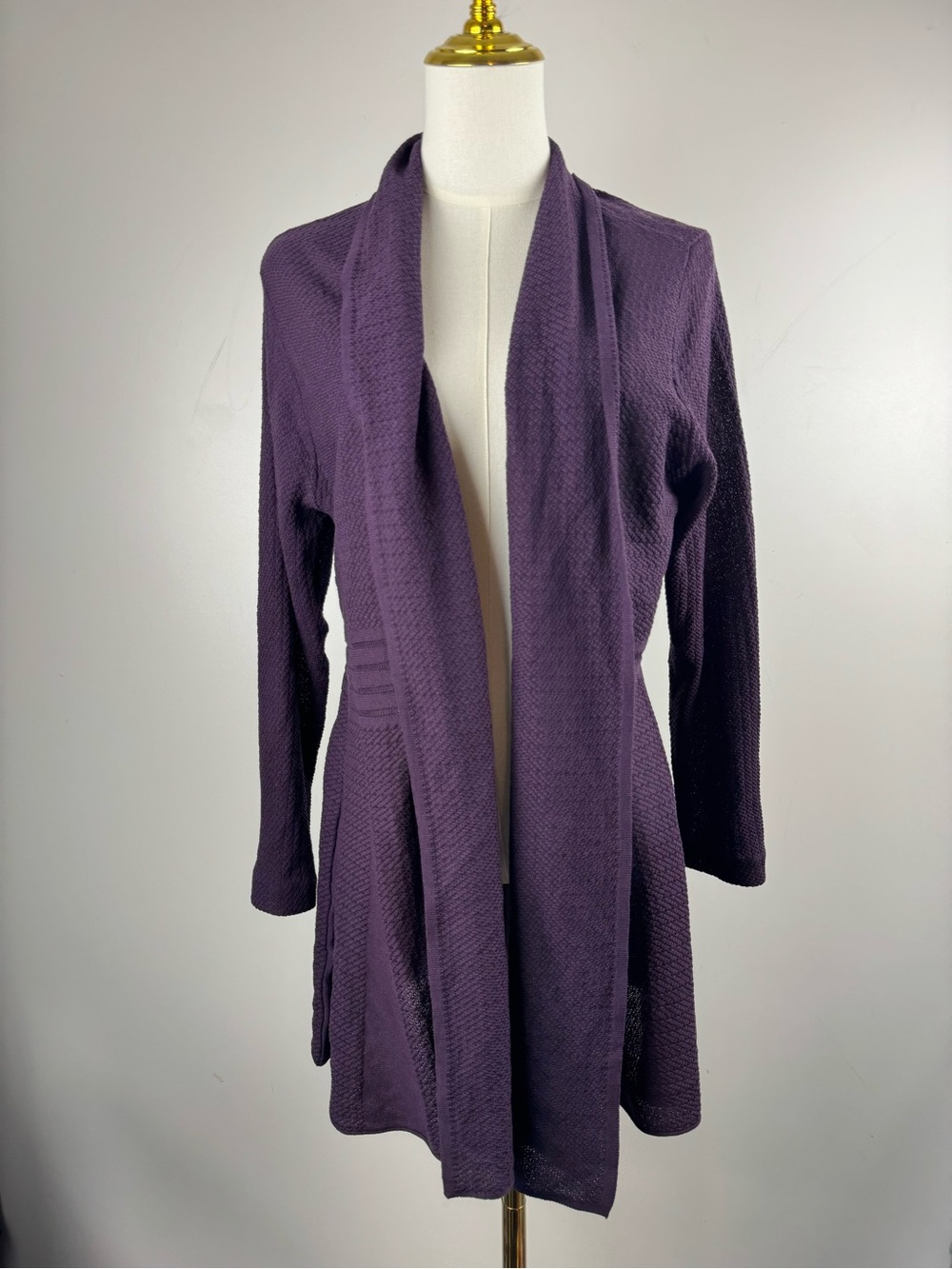 Habitat Clothes Sz M Live In Open Front Purple Cardigan Textured Sweater Comfort